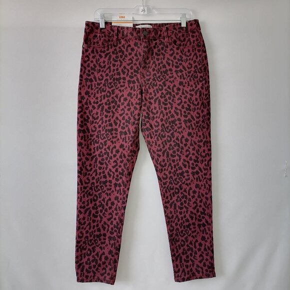 Social Standard by Sanctuary Wine Sketchy Cheetah Ankle Skinny Jeans Size 12 - Picture 1 of 9
